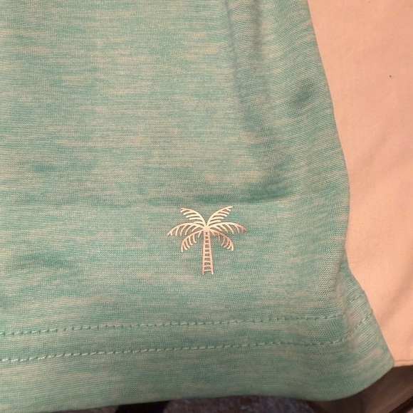 Aruba Blue Heather Swim Tee. Relaxed Fit 3/4 Sleeve T-Shirt - Picture 3 of 6